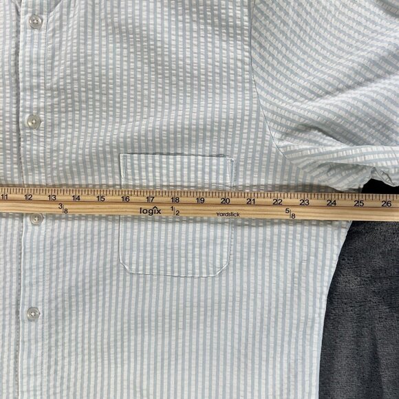 Mizzen Main Seersucker Striped Performance Trim Fit Button Up Shirt Men 2XL Prep - Picture 7 of 16